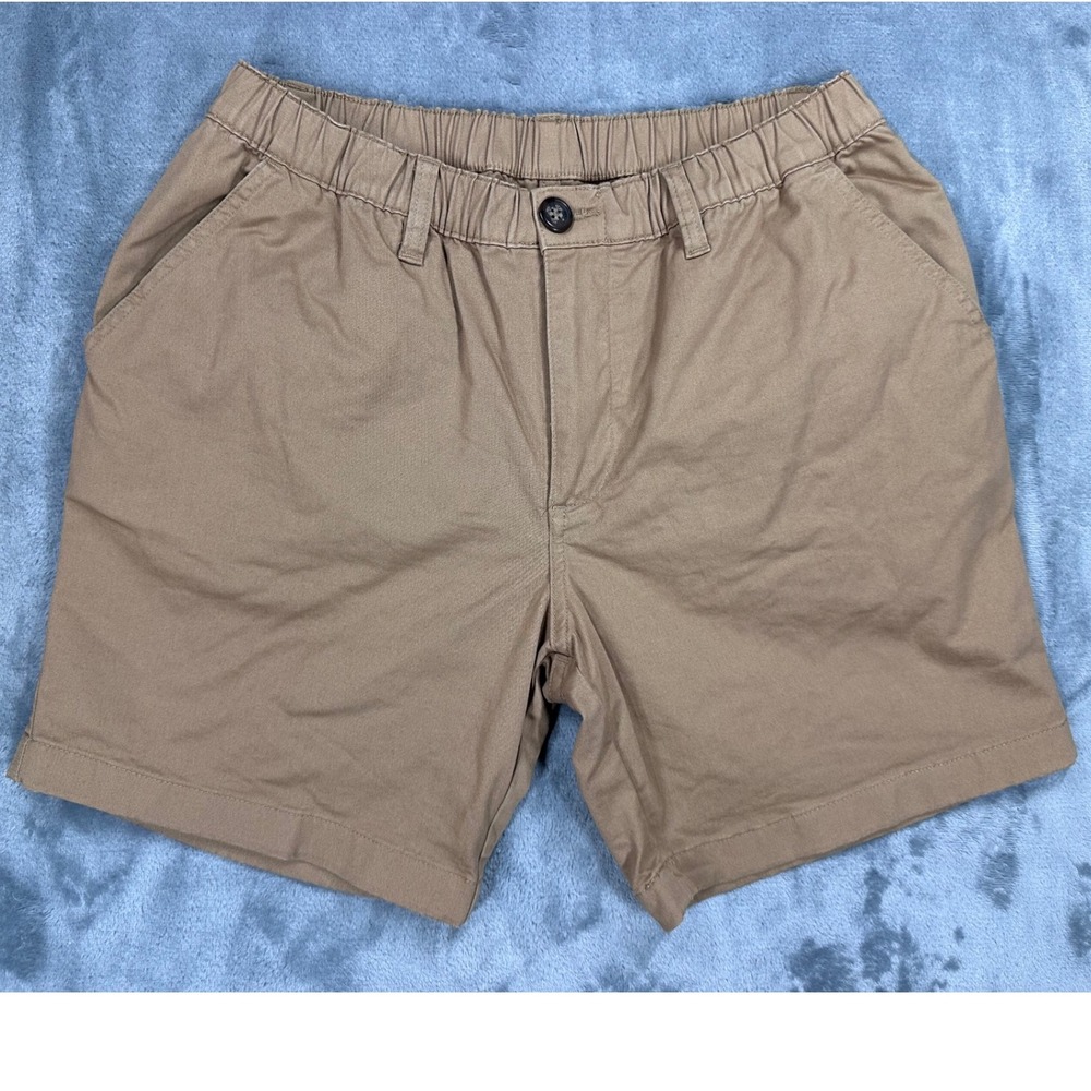 Chubbies Everyday Shorts Mens Medium Khaki Tan 7" Inseam Elastic Waist Stretch